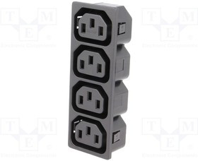 IEC-D-S4-150, Разъем: питания AC, гнездо, "мама", 10А, 250ВAC, IEC 60320, пайка