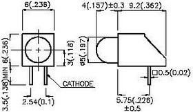 L-1503CB/1ID, Светодиод в держателе 5мм красный 8-30мКд 60° диффуз.