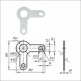 Лепесток латунный двусторонний никелированный PSV 3-5,3-20-03