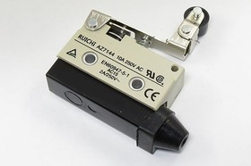 Микропереключатель, размер 54x21 x37, 10А, переключение ON-(ON), размер концевика L44 ролик/пружина, AZ7144, 220В