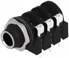 ACJS-MH, Гнездо, Jack 6,35мм, "мама", stereo, с двойным выключателем, THT ACJS-MH, Гнездо, Jack 6,35мм, "мама", stereo, с двойным выключателем, THT