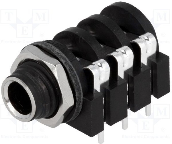 ACJS-MH, Гнездо, Jack 6,35мм, "мама", stereo, с двойным выключателем, THT ACJS-MH, Гнездо, Jack 6,35мм, "мама", stereo, с двойным выключателем, THT