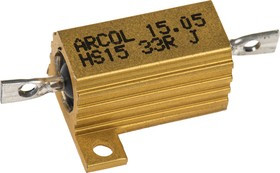 HS15-33RJ, Резистор: проволочный, с радиатором, винтами, 33Ом, 15Вт, ±5%