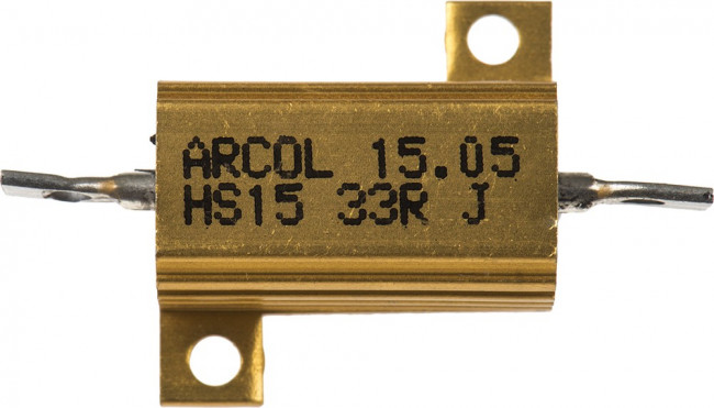 HS15-33RJ, Резистор: проволочный, с радиатором, винтами, 33Ом, 15Вт, ±5%