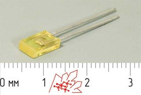 Светодиод 5 x 2,5x 9, желтый, 1 мкд, угол 100, цвет линзы: желтый матовый, КИПД28Б-Ж