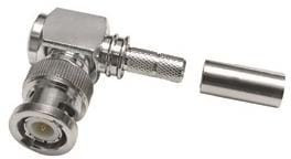 EZ-240-BM-RA-X, RF Connectors / Coaxial Connectors BNC-Male (plug) crimp right angle connector/non solder pin, no braid trim
