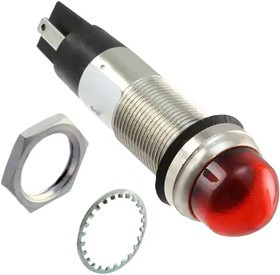 656-3102-304F, LED Panel Mount Indicators 1/2 Dome Red 5VDC w/Terminals