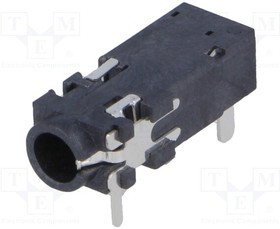 FC68126, Телефонный аудио разъем, 4 контакт(-ов), Гнездо, 3.5 мм, Монтаж на Печатную Плату