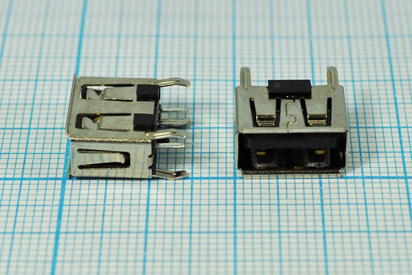 Разъем USB розетка, тип A, контакты на плату, USB A-FSB4 Разъем USB розетка, тип A, контакты на плату, USB A-FSB4