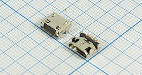 Гнездо micro USB, Тип B, угловое, 7 контактов, SMD на плату; №12644 гн microUSB \B\7C4HP\плат\угл\ SMD\microUSBB7SD