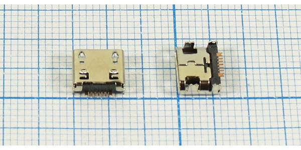 Гнездо micro USB, Тип B, угловое, 7 контактов, SMD на плату; №12644 гн microUSB \B\7C4HP\плат\угл\ SMD\microUSBB7SD