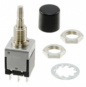 EB2085-BA, Pushbutton Switches DPDT ON-ON .315 BLK CAP 3A SOLDER LUG