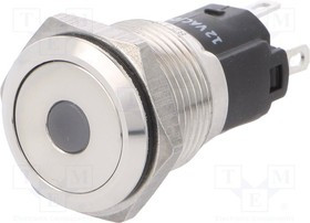 82-4151.1233, Pushbutton Switches Grn Dot LED 12VAC/DC 16mm QC Flush