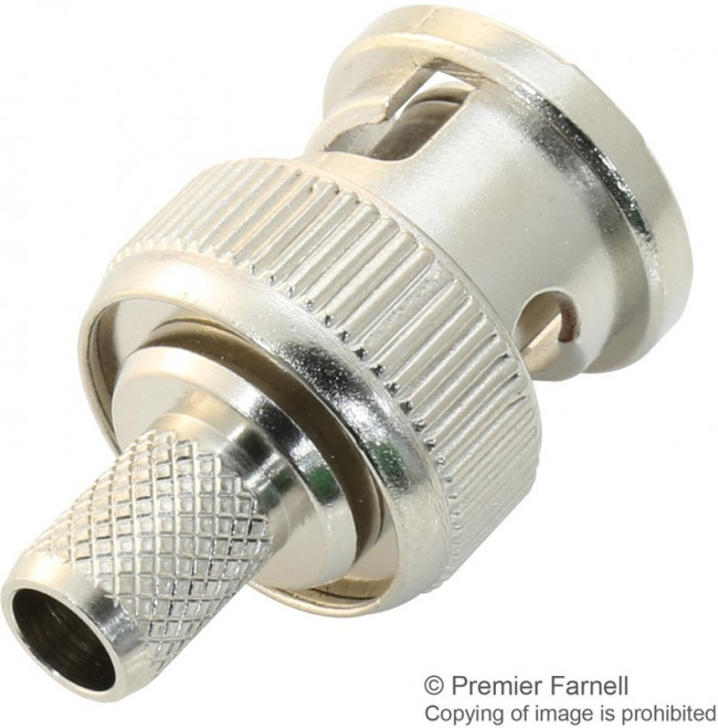 MP-13-10-1 RG174, Разъем РЧ / Коаксиальный, BNC Коаксиальный, Прямой Штекер, Обжимной, 50 Ом, RG174, Латунь