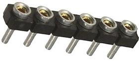 SL-106-T-10, SL Series Straight Through Hole Mount PCB Socket, 6-Contact, 1-Row, 2.54mm Pitch, Solder Termination