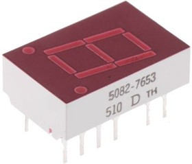 5082-7653-DE000, Дисплей: LED, 7-сегментный, 10,9мм, 0,43", II.зн: 1, красный, катод