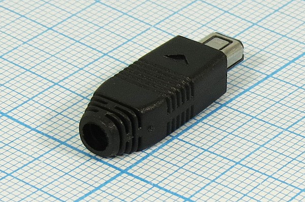 Штекер mini USB, Тип A, 4 контакта, на кабель, с пластиковым кожухом; №495 Z штек miniUSB \A\4C\каб\\miniUSB A4SP