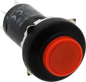 MW1B-M12R, Кнопочный переключатель, MW, 22 мм, DPDT, Momentary, Round Flush, Красный