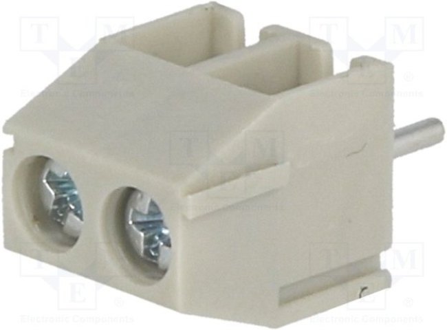 TB-3.5-P-2P-GY, Зажимная рейка для печатных плат, угловой 90°, 3,5мм, на PCB TB-3.5-P-2P-GY, Зажимная рейка для печатных плат, угловой 90°, 3,5мм, на PCB