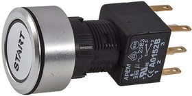 A1PCA1Y203K403, Illuminated Push Button Switch, Momentary, Panel Mount, 16mm Cutout, DPDT, Blue LED, 250V ac, IP65