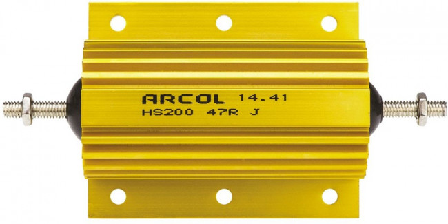 HS200-47RJ, Резистор проволочный с радиатором, с винтовым креплением, 47 Ом, 200Вт, ±5% HS200-47RJ, Резистор проволочный с радиатором, с винтовым креплением, 47 Ом, 200Вт, ±5%