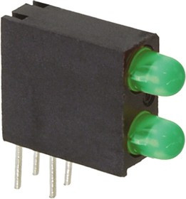553-0222F, 553-0222F, Green Right Angle PCB LED Indicator, 2 LEDs, Through Hole 2.2 V