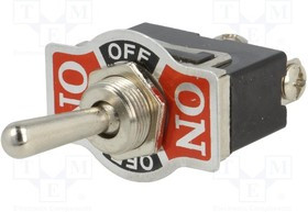 TS-17, Переключатель: тумблер, Пол: 3, SP3T, ON-OFF-ON, 10A/250ВAC, 50мОм
