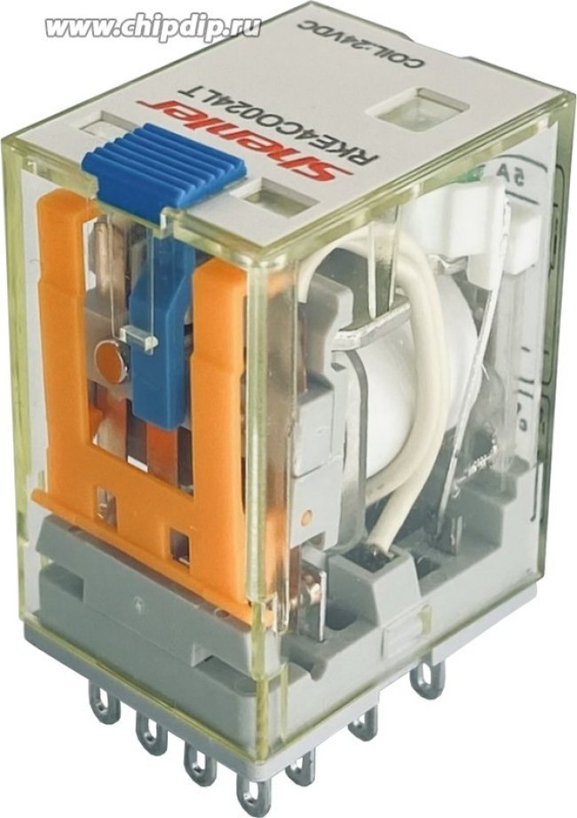 Реле RKE4CO024LT, 4CO, 5A(250VAC/30VDC), 24VDC, LED, мех. инд., тест-кнопка RKE4CO024LT