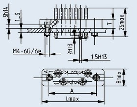 РП10-7 З вилка, Соединитель низкочастотный, прямоугольный, внутреннего монтажа, год 2023