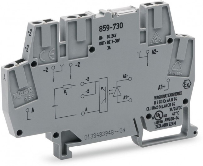 859-730, Клемма с оптопарой, 24V, OUT 3...30, 3A, ш.6мм