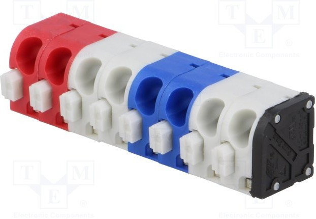 ETBM50080C4C1Z, Зажимная рейка для печатных плат, угловой 45°, 5мм, на PCB, 10А