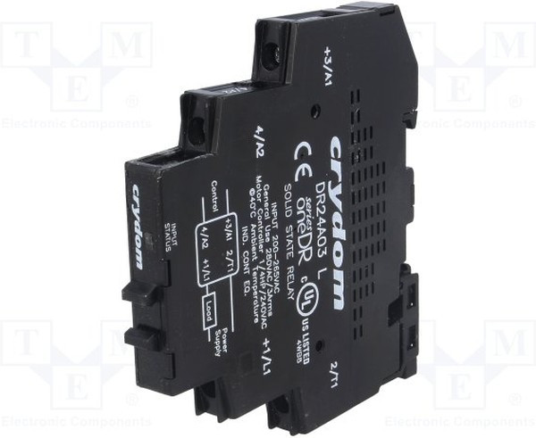 DR24A03, Solid State Relays - Industrial Mount 3A 240AC Out, 200 to 265VAC In, 11mm UL