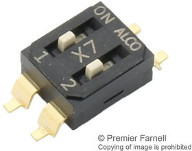 EDS02SGNNTU04Q, DIP / SIP переключатель, приподнятый, 2 схем(-а), Ползунок, SMD (Поверхностный Монтаж), SPST, 24 В