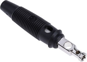 930061100, Black Male Banana Plug, 4 mm Connector, Solder Termination, 30A, 30 V ac, 60V dc, Nickel 930061100, Black Male Banana Plug, 4 mm Connector, Solder Termination, 30A, 30 V ac, 60V dc, Nickel