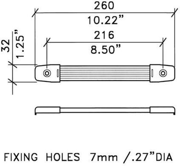 H1014N, Rubber Strap Handle - 10 1/4" Length Including End Caps - Nickel
