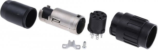 T 3438 501, Circular DIN Connectors 7P CABLE RECPT SODR SILV BAYONET