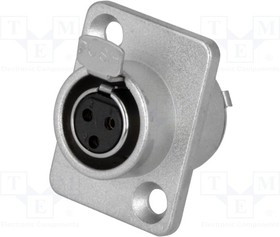 AG3FCRV, Гнездо, XLR mini, "мама", PIN: 3, фланец (2 отверстия), на панель