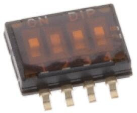 DHN04TV, DIP Switches / SIP Switches 4pos 0.025A 24VDC 1/2 Pitch