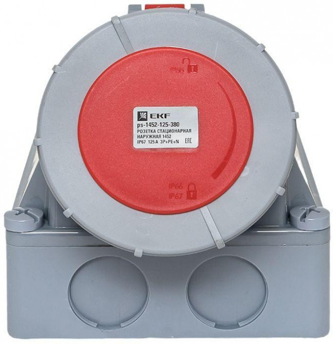 Розетка стационарная наружная 1452 3Р+РЕ+N 125А 380В IP67 PROxima ps-1452-125-380