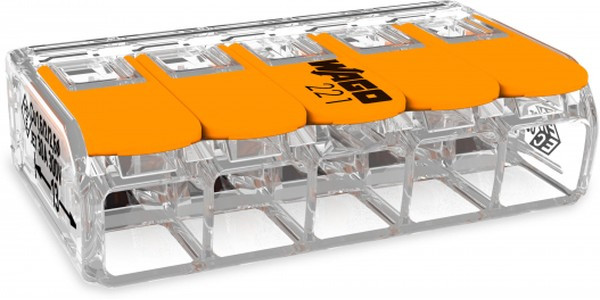 Wago клеммы для всех типов проводников; макс. 6 мм²; 5-проводн.; с рычагами