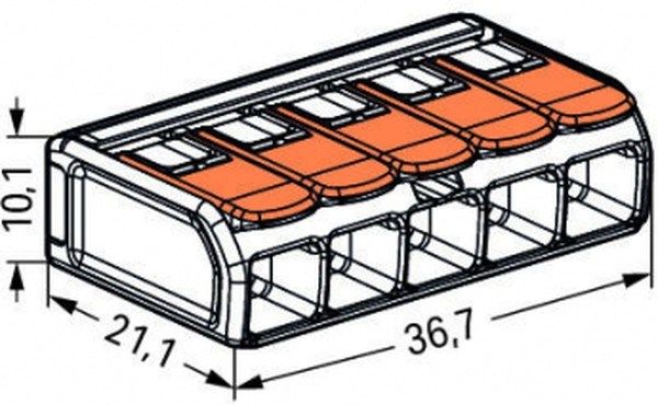 Wago клеммы для всех типов проводников; макс. 6 мм²; 5-проводн.; с рычагами