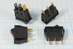 Клавишный выключатель с синей подсветкой 220В/16А, c фиксацией; №1033 B Пкл\\15\ON-OFF\\чер\ ILсинСД\\3T\IRS101E-1C\