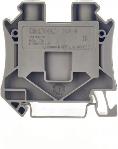 TUR-16, Клемма проходная , винтовой зажим, 2 точки подключения, 16 кв.мм, серая
