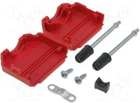 DPPK15-R-K, Корпус для разъемов D-Sub, прямой, UNC4-40, красный