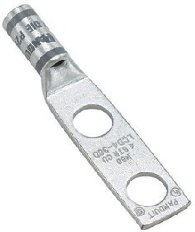 LCD6-10B-L, Terminals Copp Comp Lug 2 Hole #6 AWG