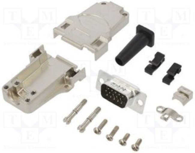 DTZFRG-15MHSL, D-Sub HD; PIN: 15; male; straight; soldering; for cable; gold flash