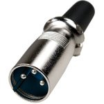 1-505(XLR-MC-104), разъем XLR 3 контакта штекер металл на каб. с хомутом 60мм