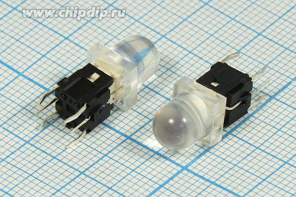 Тактовая кнопка, 7.0x 7.0x17, алгоритм работы NO, IL2Взеленый, контакты 6P, PB6146L-3
