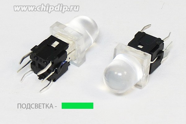 Тактовая кнопка, 7.0x 7.0x17, алгоритм работы NO, IL2Взеленый, контакты 6P, PB6146L-3