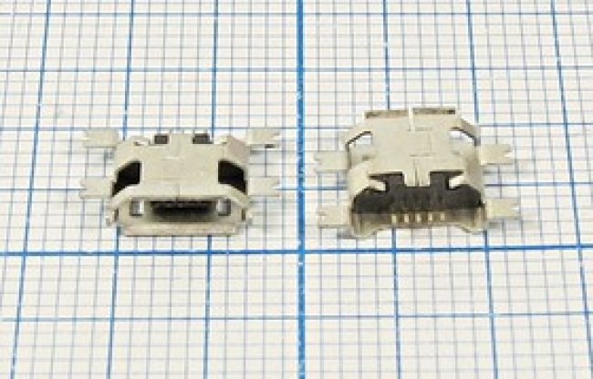 Разъем microUSB розетка, тип B, контакты 5C4HP, на плату, угловой, SMD, microUSBB5SD1 Разъем microUSB розетка, тип B, контакты 5C4HP, на плату, угловой, SMD, microUSBB5SD1